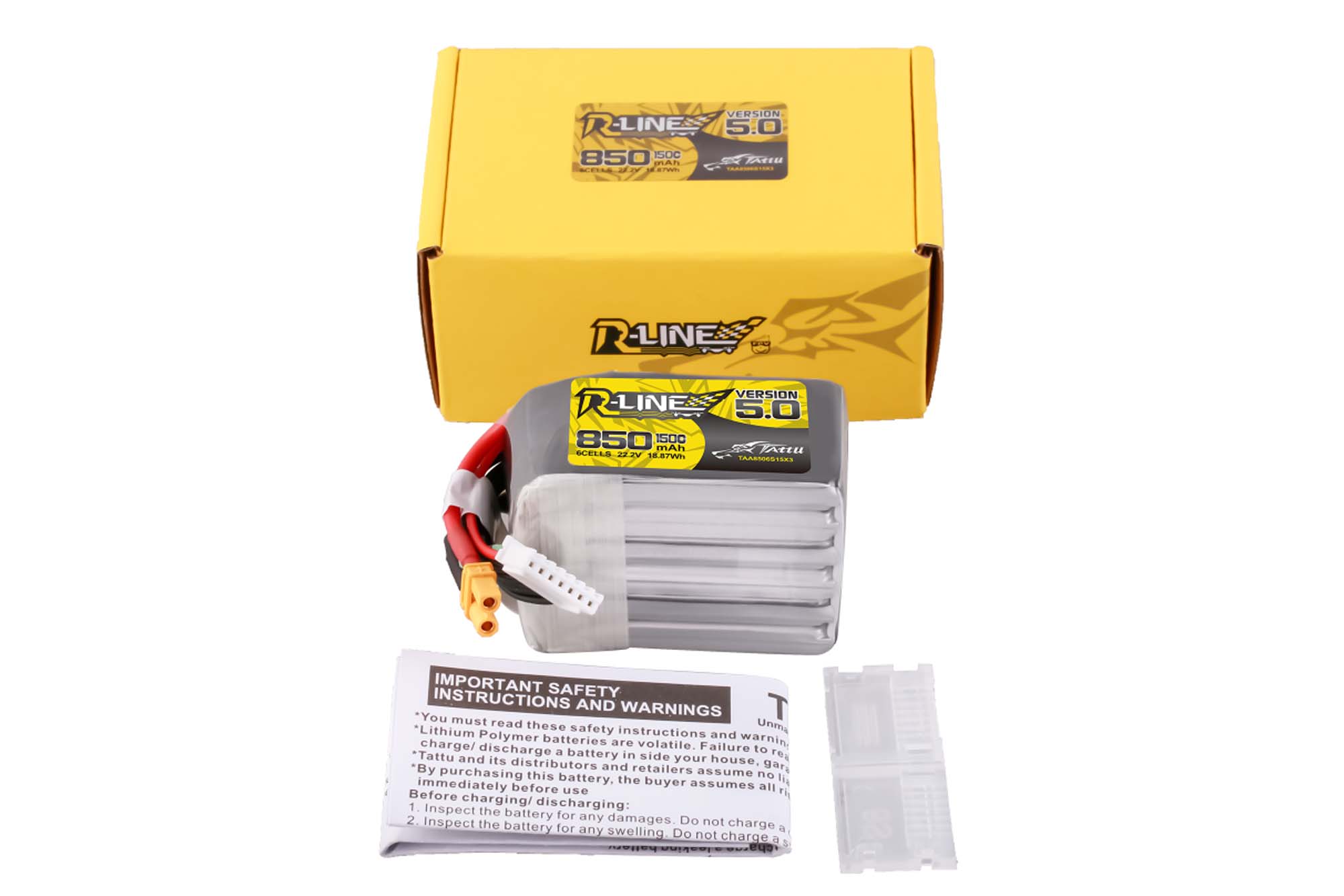 Tattu R-Line V5.0 850mAh 22.2V 6SIP 150C with XT30U-F Plug - BAT-GA-01-10
