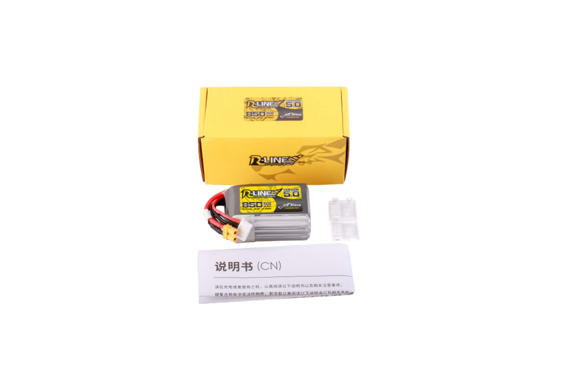 Tattu R-Line V5.0 850mAh 14.8V 4SIP 150C with XT30U-F Plug - BAT-GA-01-09